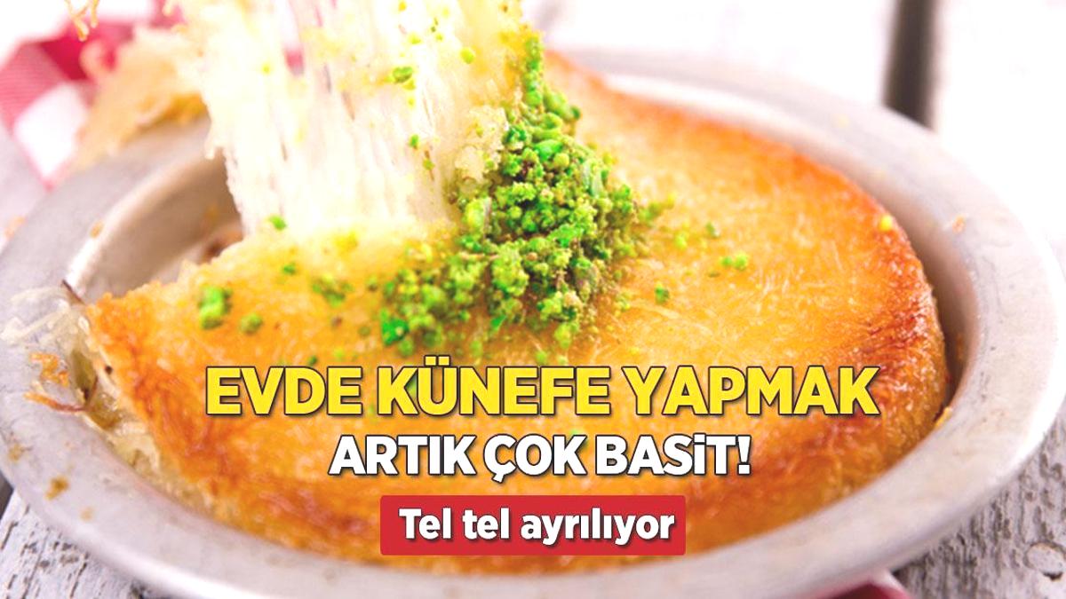 Evde yarım saatte hazır künefe tarifi! Şerbeti tam kıvamında, tel tel ayrılacak
