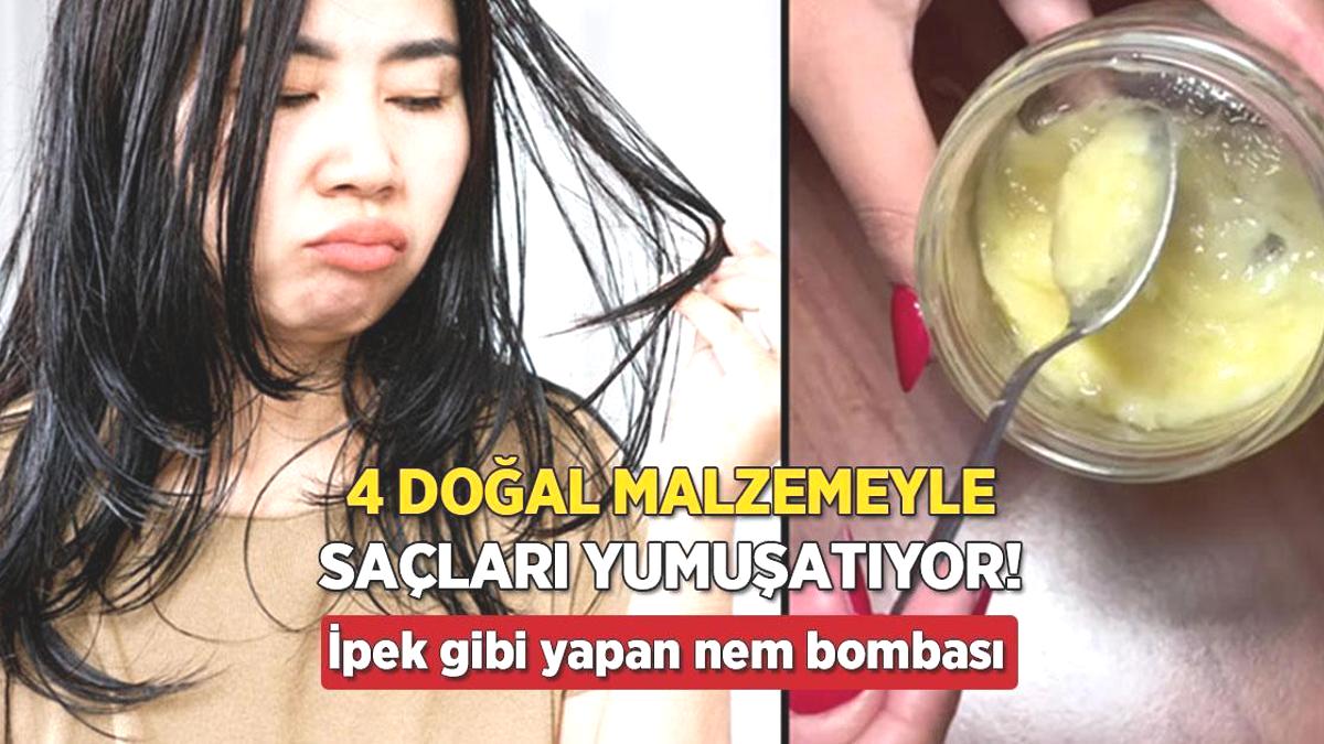 Sadece 4 doğal malzemeyle saçı yumuşatıyor! İpek gibi yapan nem bombası, kökler coşsun