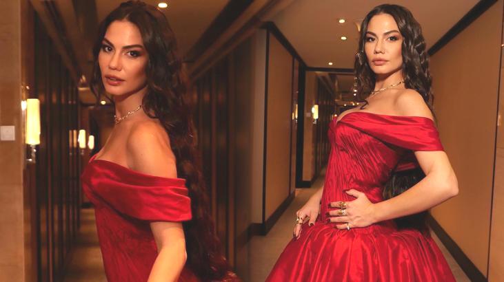 Demet Özdemir kırmızılar içinde! Yeni pozlarına beğeni yağmuru
