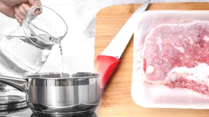Donmuş eti 5 dakikada çözdüren taktik! 2 tencere arasına böyle sıkıştırın