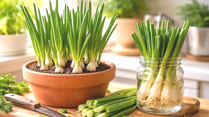 Yeşil soğanı çöpe atanlar bin pişman! Saksıya koyun: Kesip kesip kullanılıyor