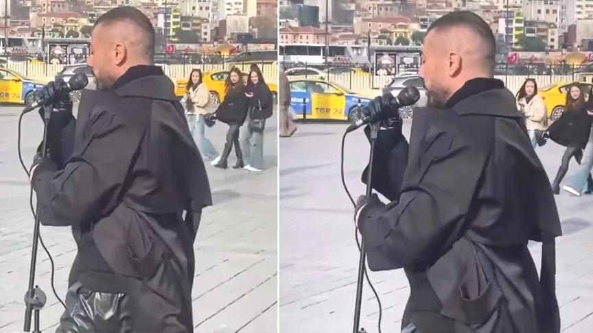 İstanbul’un göbeğinde sokak sanatçısı gibi şarkı söyledi! Ünlü sanatçıyı gören şakına döndü